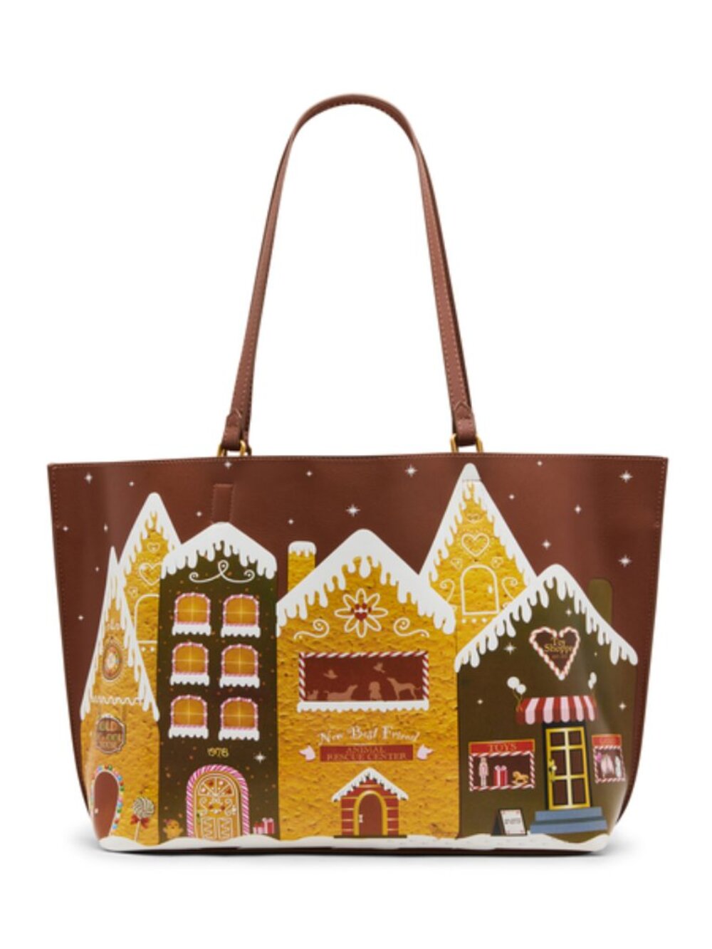 Betsey Johnson Kitsch Takes A Village Tote Bag Brown Multi Holiday 2026 NWT